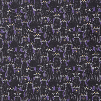 Meow-Gical Night - Packed Cats Purple Yardage