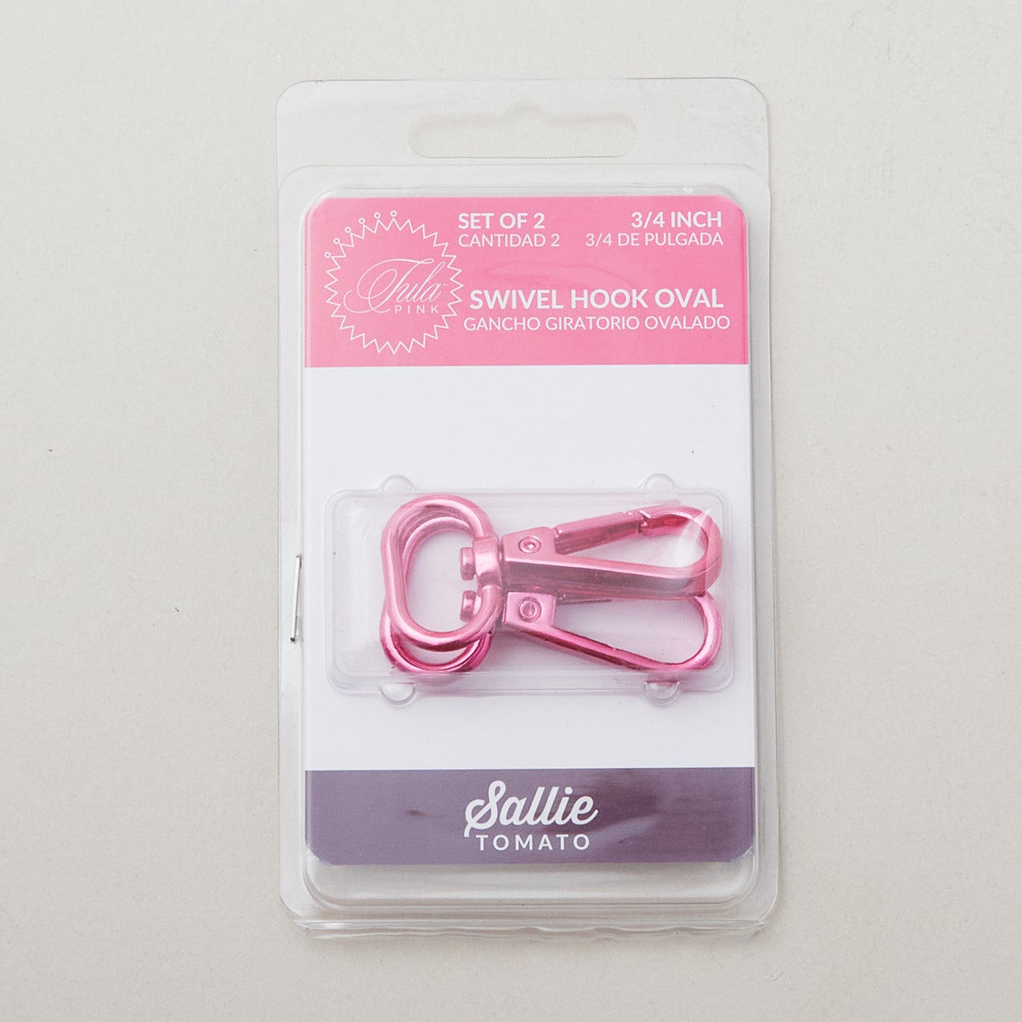 Sallie Tomato Tula Pink 3/4" Swivel Hook Oval Ring - Set of Two Pink Alternative View #1