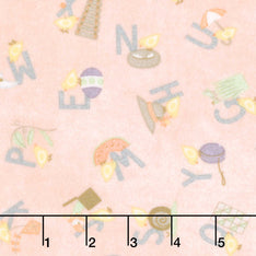 Little Chicks - Alphabet Tossed Peach Flannel Yardage