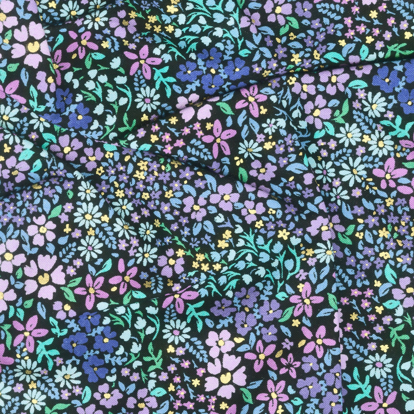 Luminous - Mini Floral Purple Metallic Yardage Alternative View #1