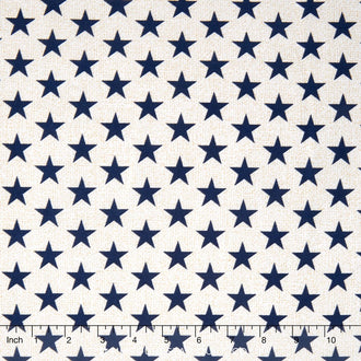 Oh My Stars - Medium Stars Whitewash/Navy Yardage