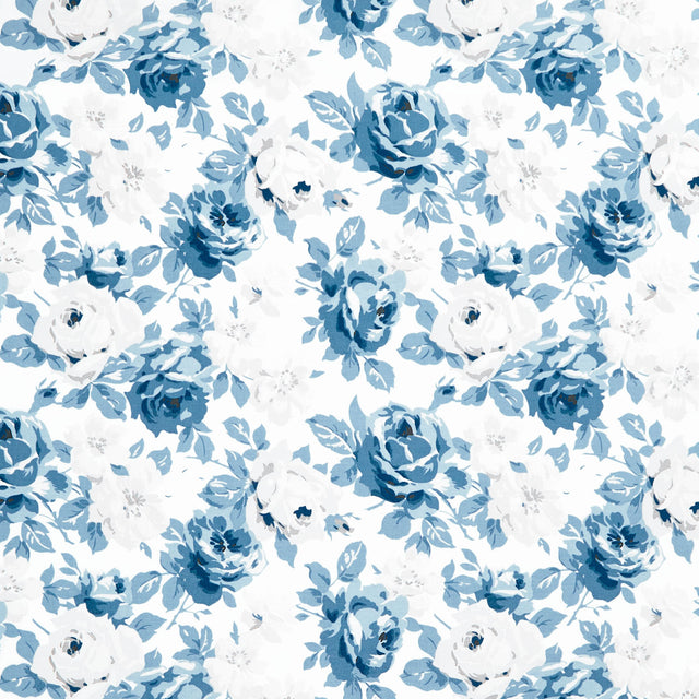 Serenity Blues - Floral Main Cream Yardage Primary Image