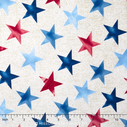 Oh My Stars - Large Stars Whitewash/Multi Yardage