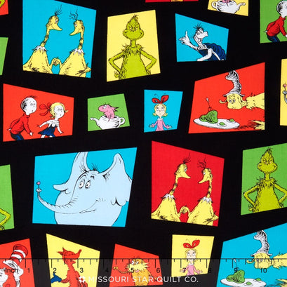 Celebrate Seuss! 4 - Character Shapes Black Yardage