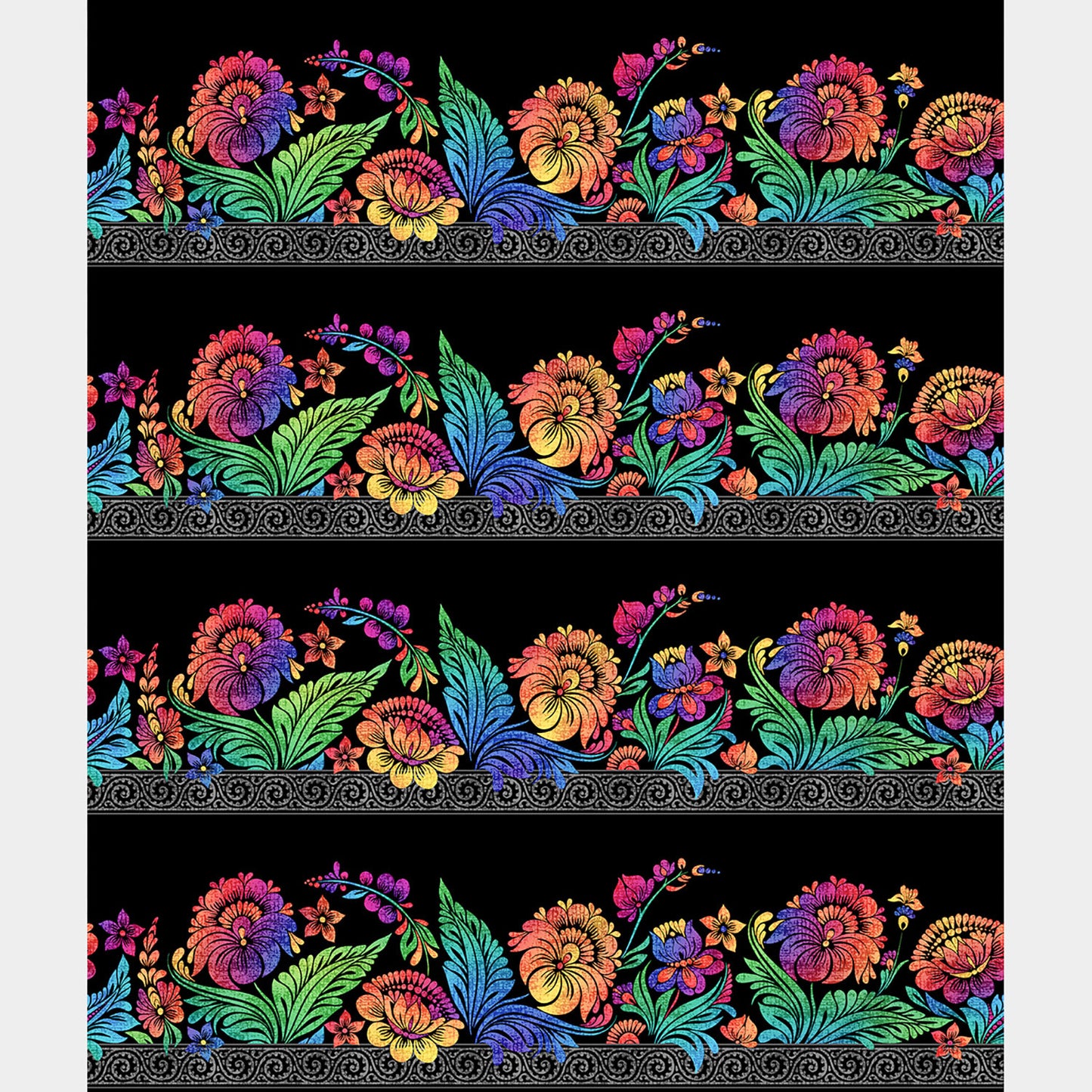 Vivid - Floral Border Multi Yardage Alternative View #1