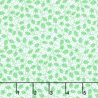 30's Playtime - Leafy Polka Aloe Yardage