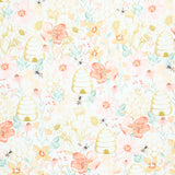 Home Sweet Home (Timeless Treasures) - Large Beehive Garden Floral Cream Yardage Primary Image