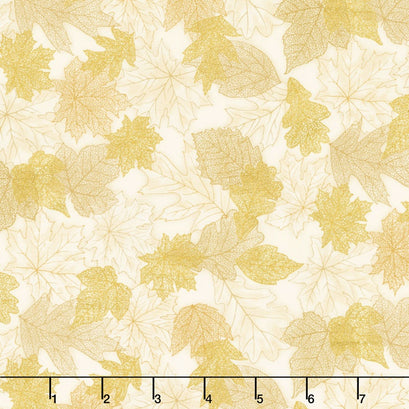 Shades of the Season 10 - Skeleton Leaves Ivory Metallic Yardage