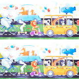 On The Go - Animals, Trucks and Cars Multi Border Yardage Primary Image