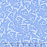 Quilt Backs - Leaf Scroll Wedgewood Blue 108" Wide Backing