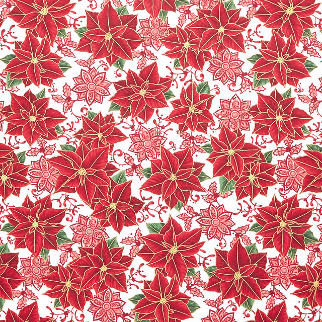 Holiday Flourish - Festive Finery - Candy Cane ColorstoryPoinsettias Candy Cane Yardage Primary Image