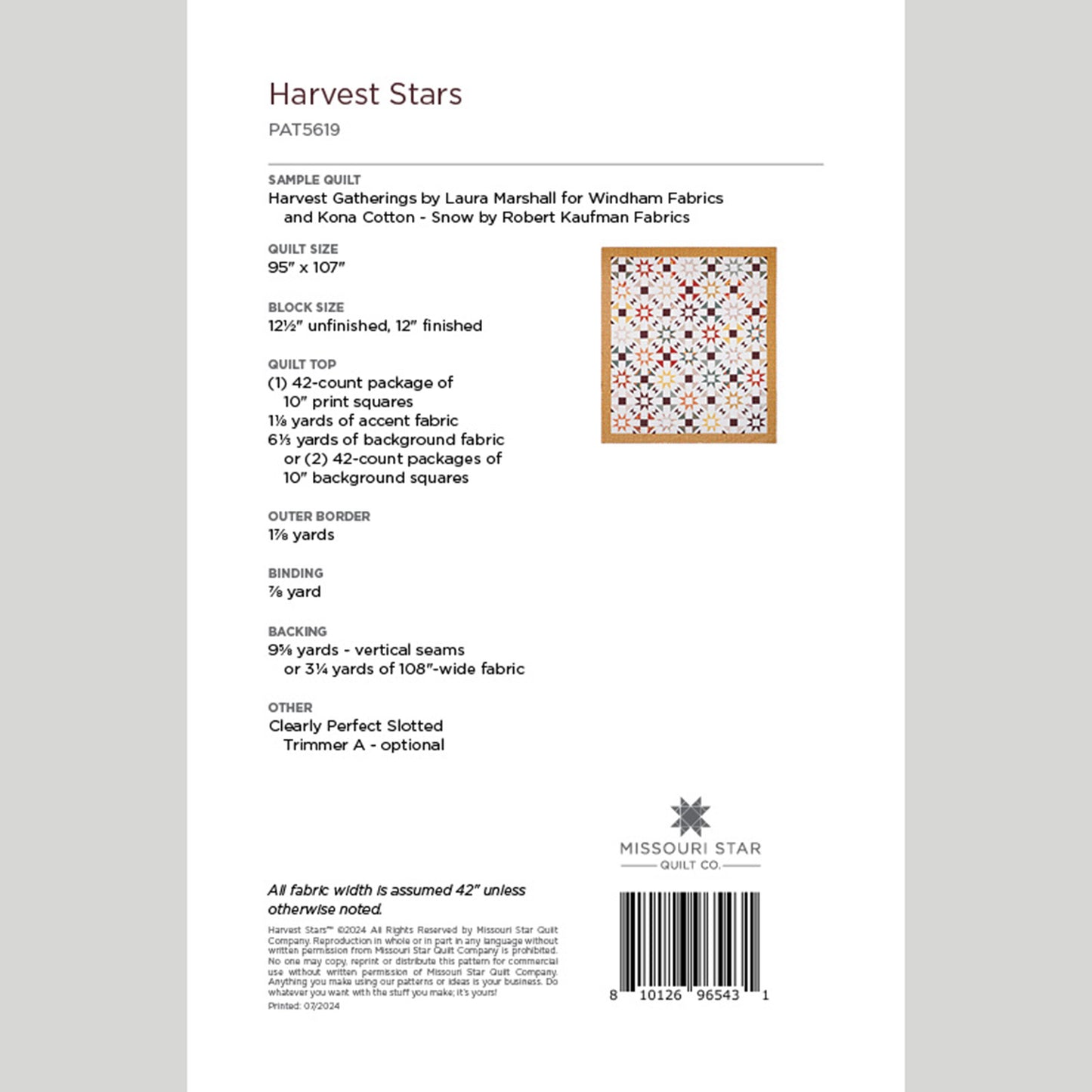 Harvest Stars Quilt Pattern by Missouri Star Alternative View #1