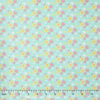 Butterfly Dance - Flowers Blue Yardage