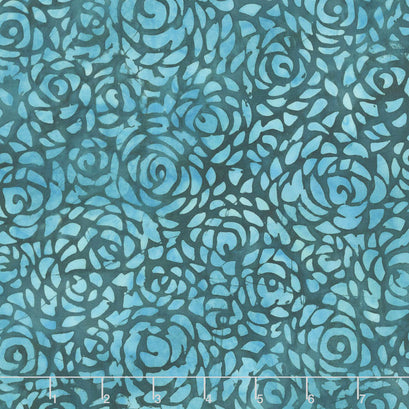 108" Wide Back Batik - Abstract Rose Teal Backing