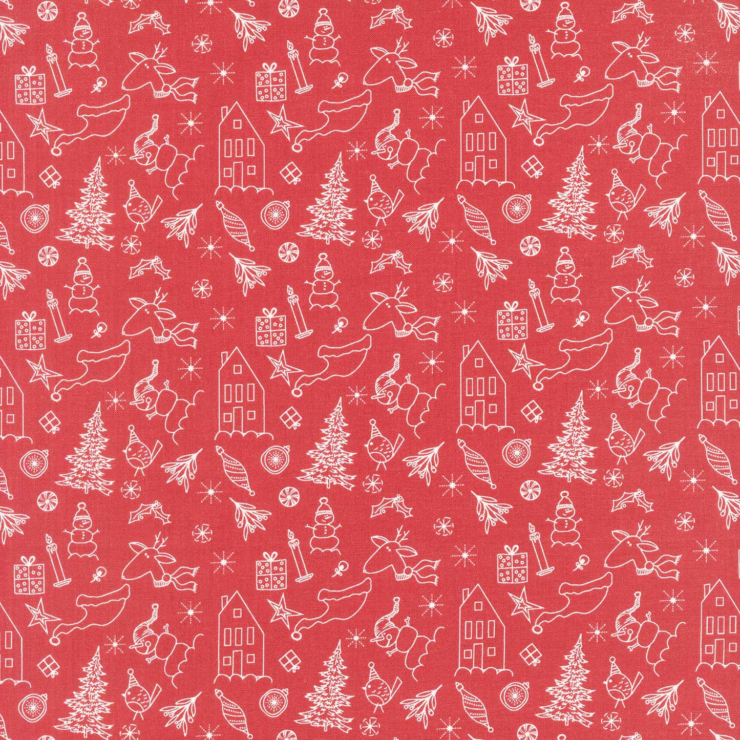 Christmas is in Town - Doodles Red Yardage Primary Image