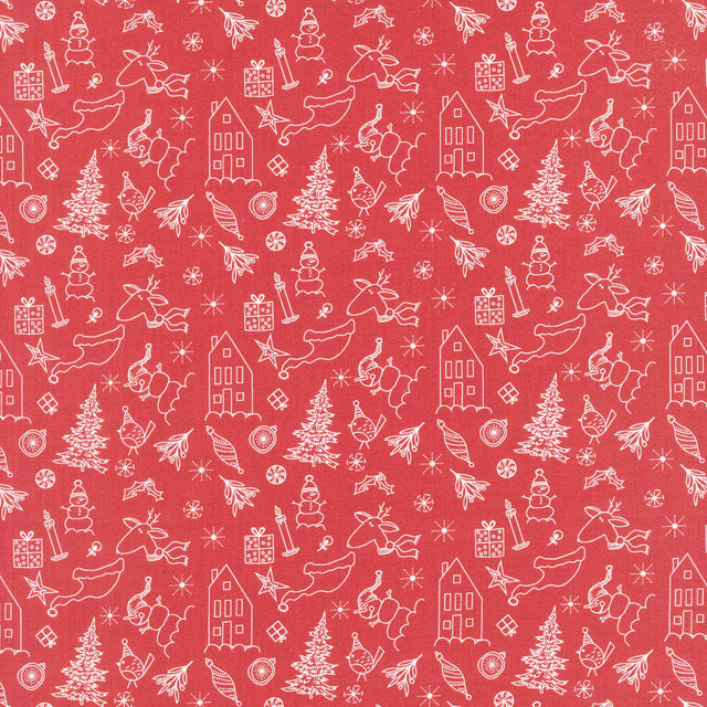 Christmas is in Town - Doodles Red Yardage Primary Image