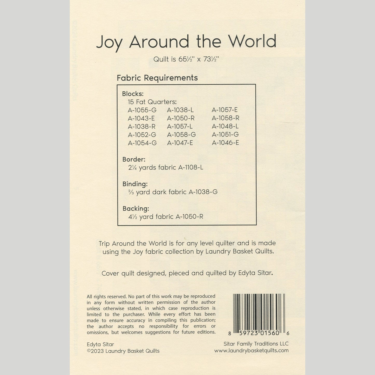 Joy Around the World Quilt Pattern Alternative View #1