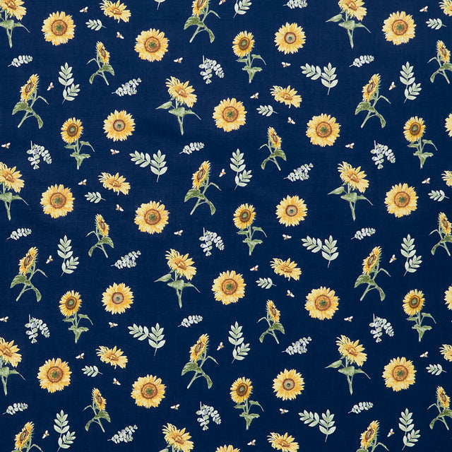 Honey Bees and Flowers Please - Sunflowers and Bees Navy Yardage Primary Image