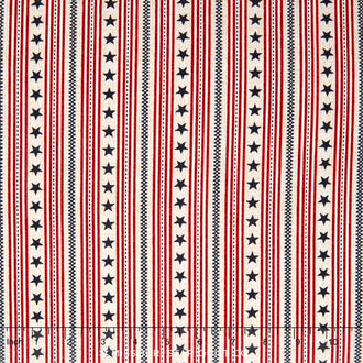 Oh My Stars - Ticking Stripe Red Yardage