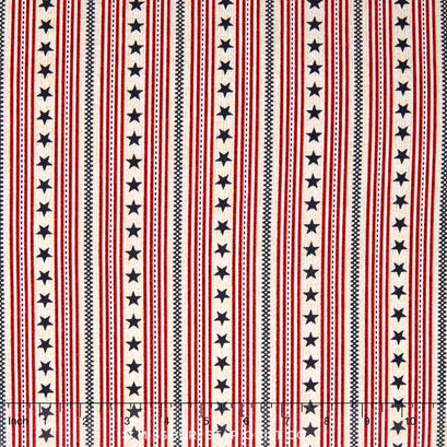 Oh My Stars - Ticking Stripe Red Yardage