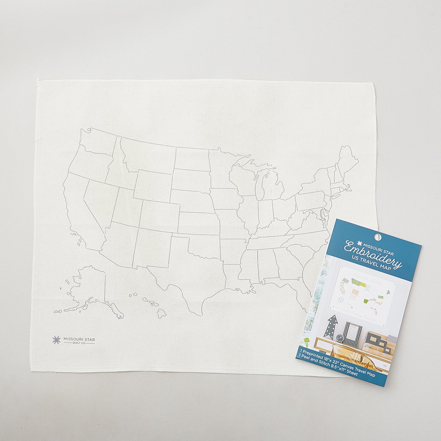 United States (U.S. , US) Embroidery Map + Missouri Star Peel & Stitch Alternative View #1