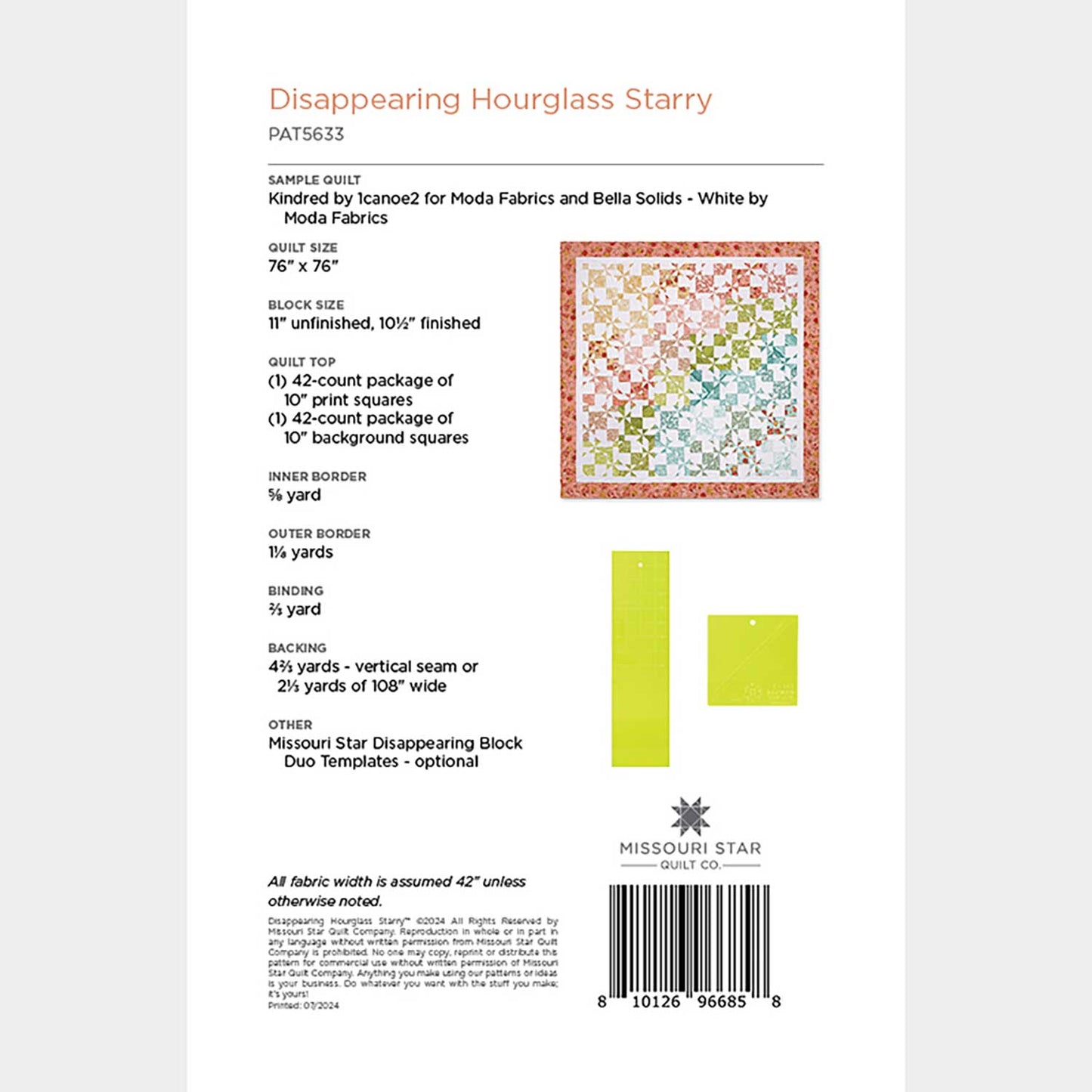 Digital Download - Disappearing Hourglass Starry Quilt Pattern by Missouri Star Alternative View #1