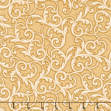 Quilt Backs - Leaf Scroll Gold 108" Wide Backing