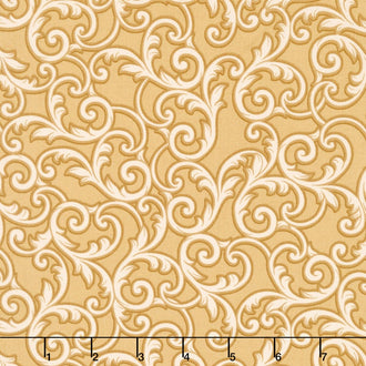 Quilt Backs - Leaf Scroll Gold 108" Wide Backing