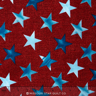 Oh My Stars - Large Stars Dark Red Yardage