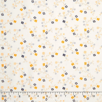 Cheddar and Indigo - Small Floral Cream Yardage