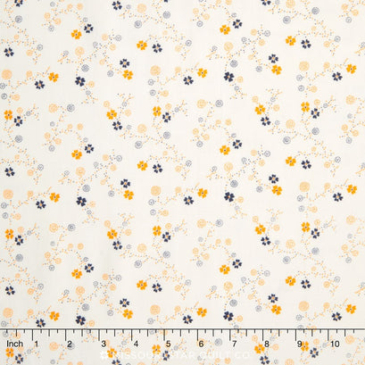 Cheddar and Indigo - Small Floral Cream Yardage