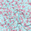 Shizuka - Cherry Blossom Branches Aqua Metallic Yardage