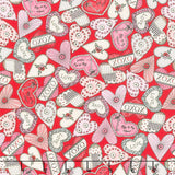 I Heart You - Packed Hearts Red Yardage