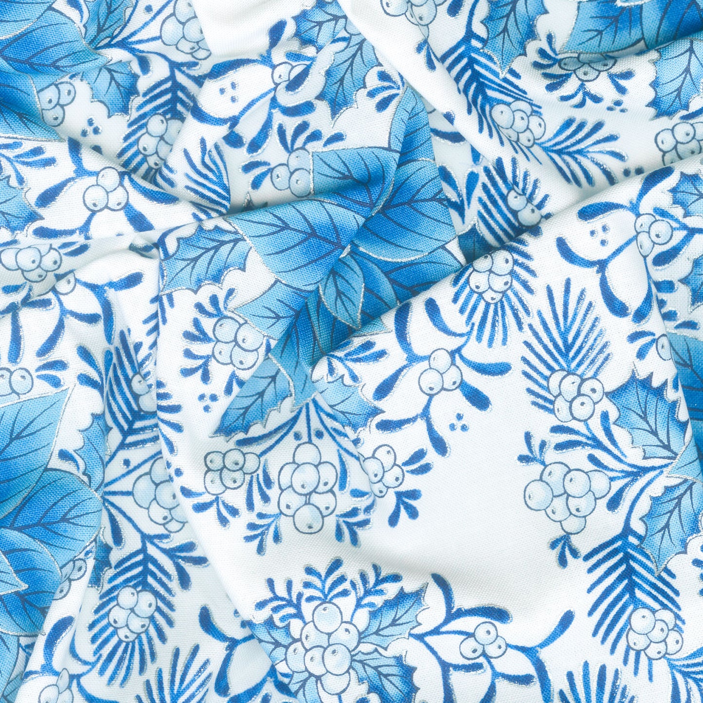 Holiday Flourish - Festive Finery - Blue ColorstoryDamask Delft Yardage Alternative View #1