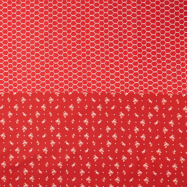 Celebrating 50 Years of Moda - Four In One Blender Print Red Yardage