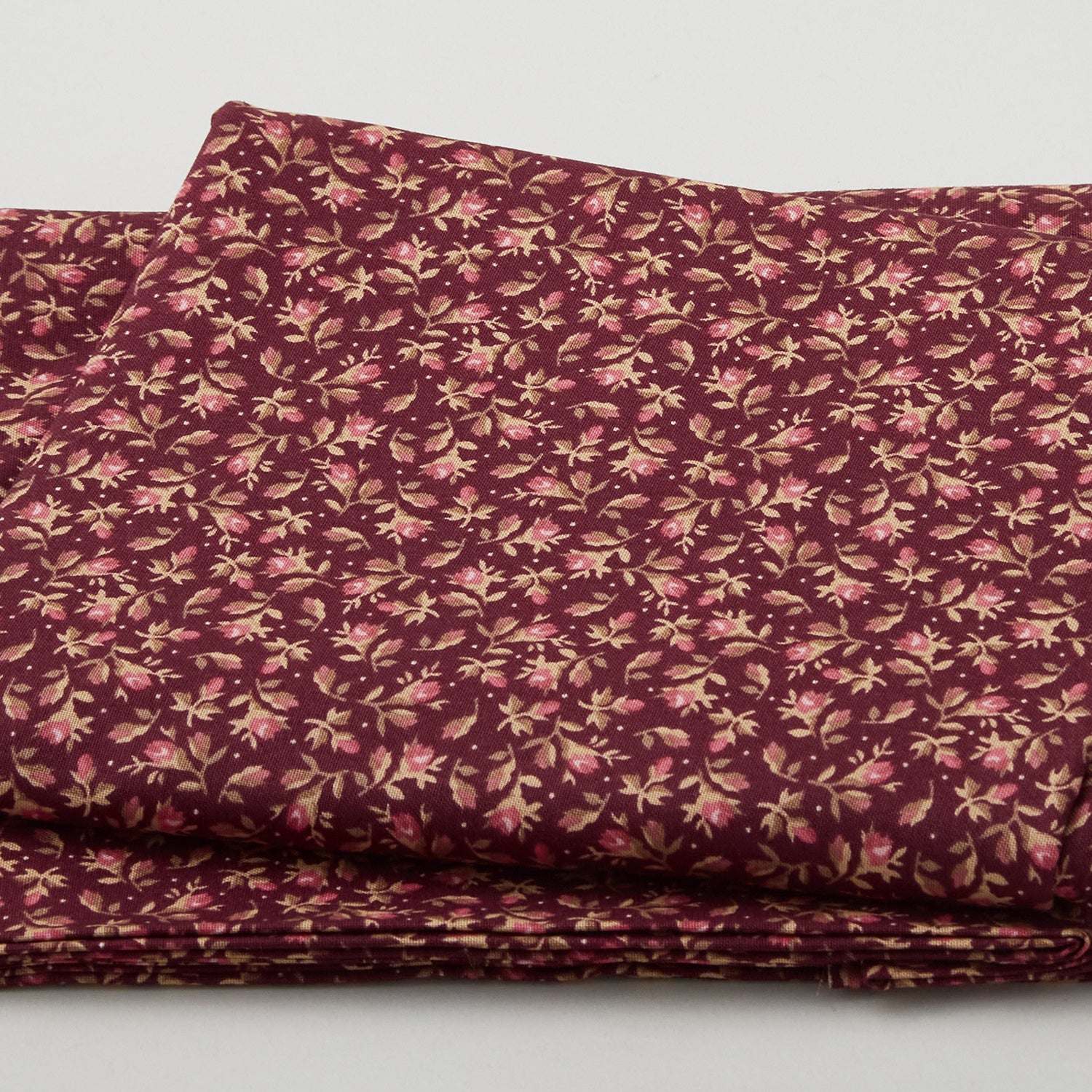 2 3/4 Yards Cut Burgundy Red Maroon Flowers deals Quilting Fabric Blue Beige