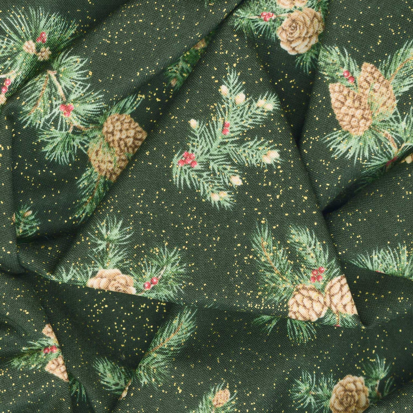 Winter In The Pines - Pine Cones Dark Pine Metallic Yardage Alternative View #1