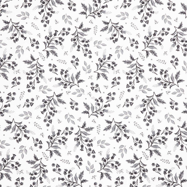 Midnight Meadow - Stems Cream Yardage