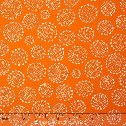 Blueberry Park - Bright Kumquat Dotty Sunflowers Yardage