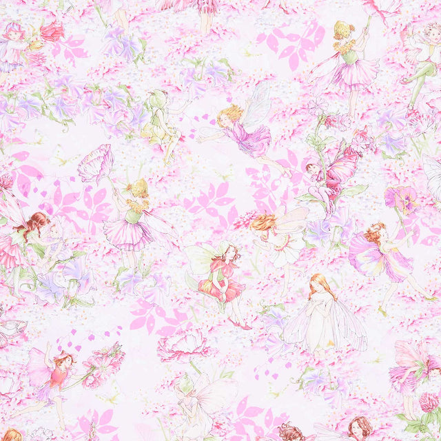 Flower Fairies - Petal Flower Fairies Pink Yardage Primary Image