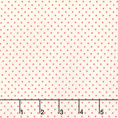 Swiss Dot - Swiss Dot Small Hot Pink on Cream Yardage