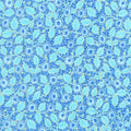 Luminous - Small Floral With Leaves Blue Metallic Yardage