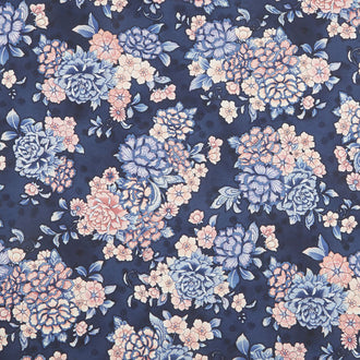 Calista - Flowers Navy Blue Pearlized Yardage