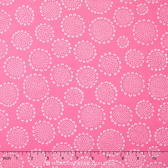 Blueberry Park - Bright Candy Pink Dotty Sunflowers Yardage