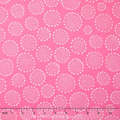 Blueberry Park - Bright Candy Pink Dotty Sunflowers Yardage