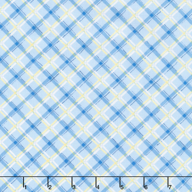 Gnome-Grown - Plaid Blue Yardage