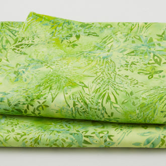 Brilliant Gems Batiks - Medium Floral Green Lemongrass 2 Yard Cut