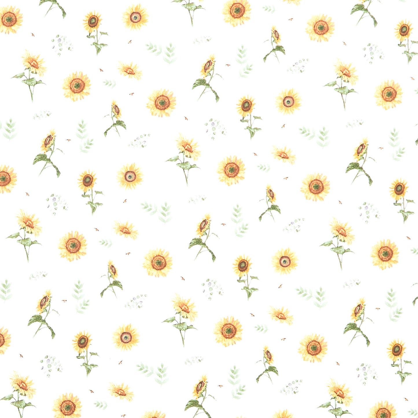 Honey Bees and Flowers Please - Sunflowers and Bees White Yardage Primary Image