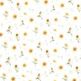 Honey Bees and Flowers Please - Sunflowers and Bees White Yardage Primary Image