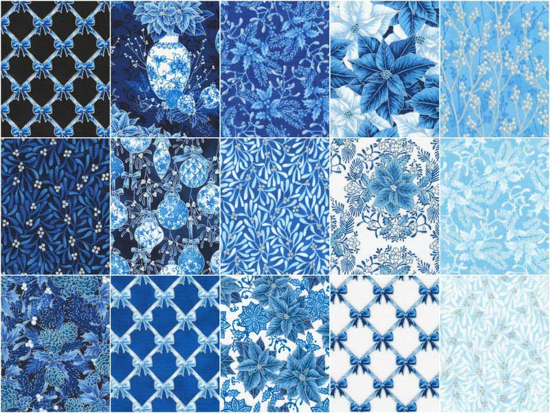 Holiday Flourish - Festive Finery - Blue ColorstoryFat Quarter Bundle Alternative View #2